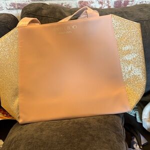 Jimmy Choo Pink Tote with Gold Glitter Panels